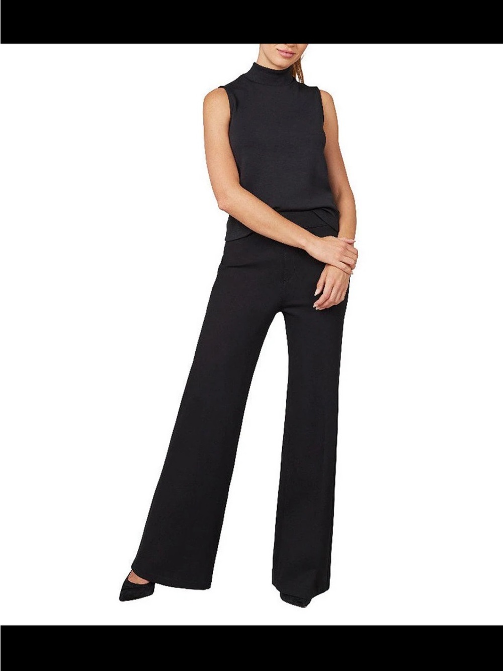 NWT Spanx Classic Black Wide-Leg High-Rise Trousers